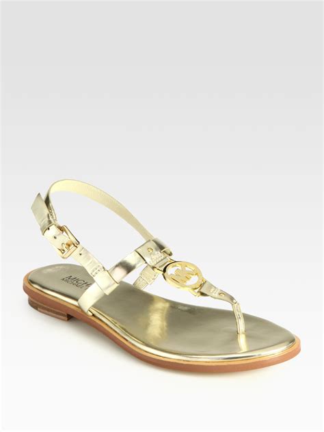 michael kors gold slingback wedges|Michael Kors gold flat sandals.